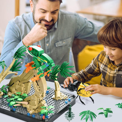 STEM BNG Insect Frog Terrarium Tropical LED Light Building Block Brick Set, 889 pcs