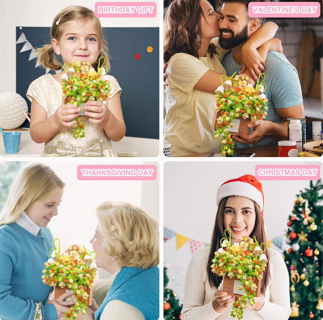 Bloom & Build: The Ultimate Flower Bouquet Building Block Set with LED Magic