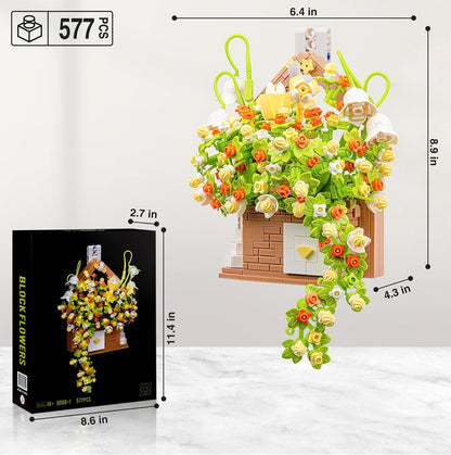 Bloom & Build: The Ultimate Flower Bouquet Building Block Set with LED Magic