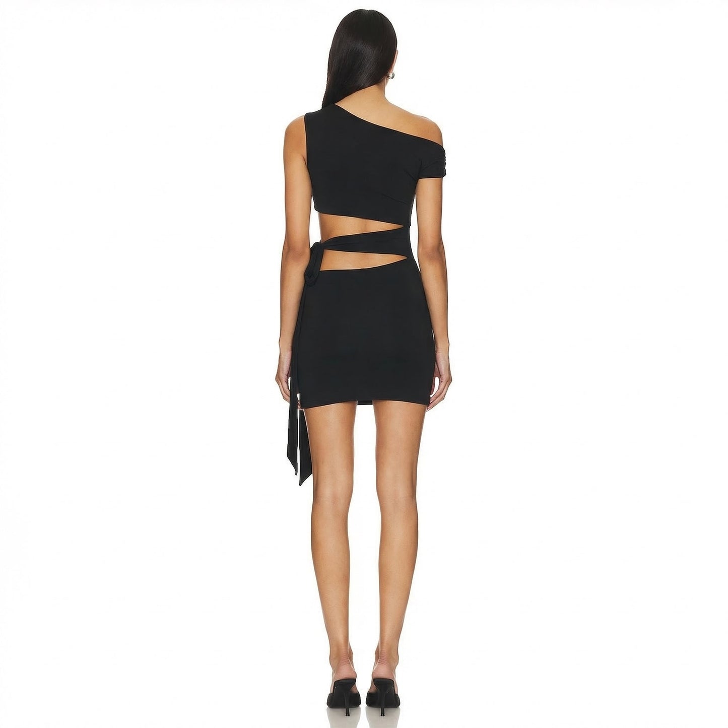 Jayleen Black Cutout Wrap Mini Dress