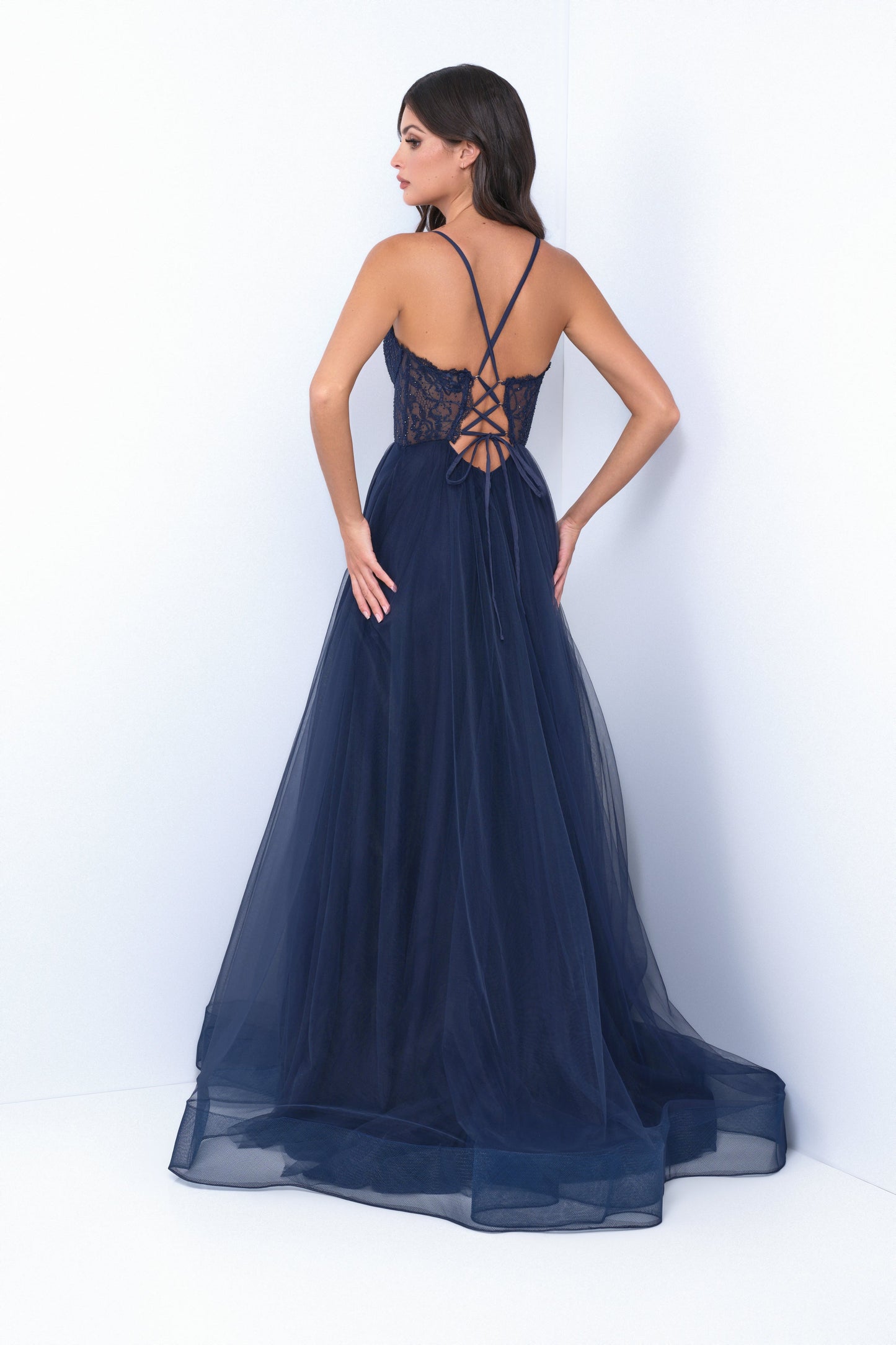 Dani Gown - Navy - Lace & Tulle A-line Dress