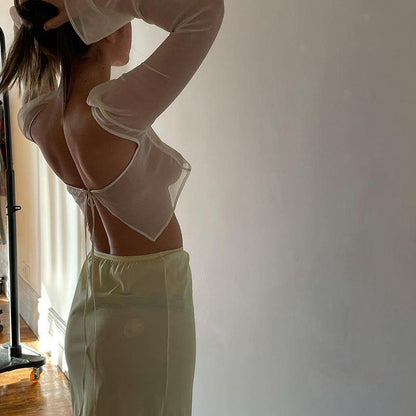 Morning Glory Yellow Long Sleeve Crop Top