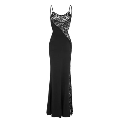 Out Of Your League Black Lace Panel Maxi Dress