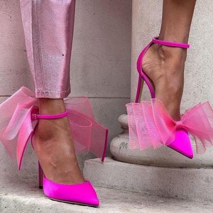 Party Doll Hot Pink Oversized Bows Heels