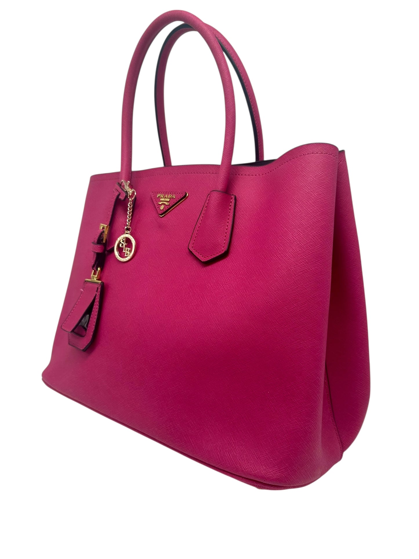 Prada Saffiano Lux Double Handle Tote Bag in Peonia Pink - Excellent Condition