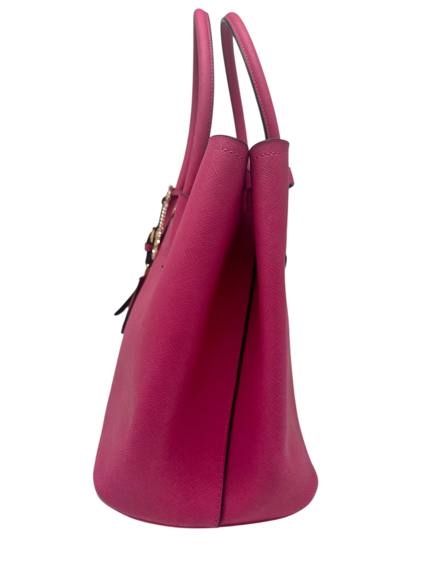 Prada Saffiano Lux Double Handle Tote Bag in Peonia Pink - Excellent Condition