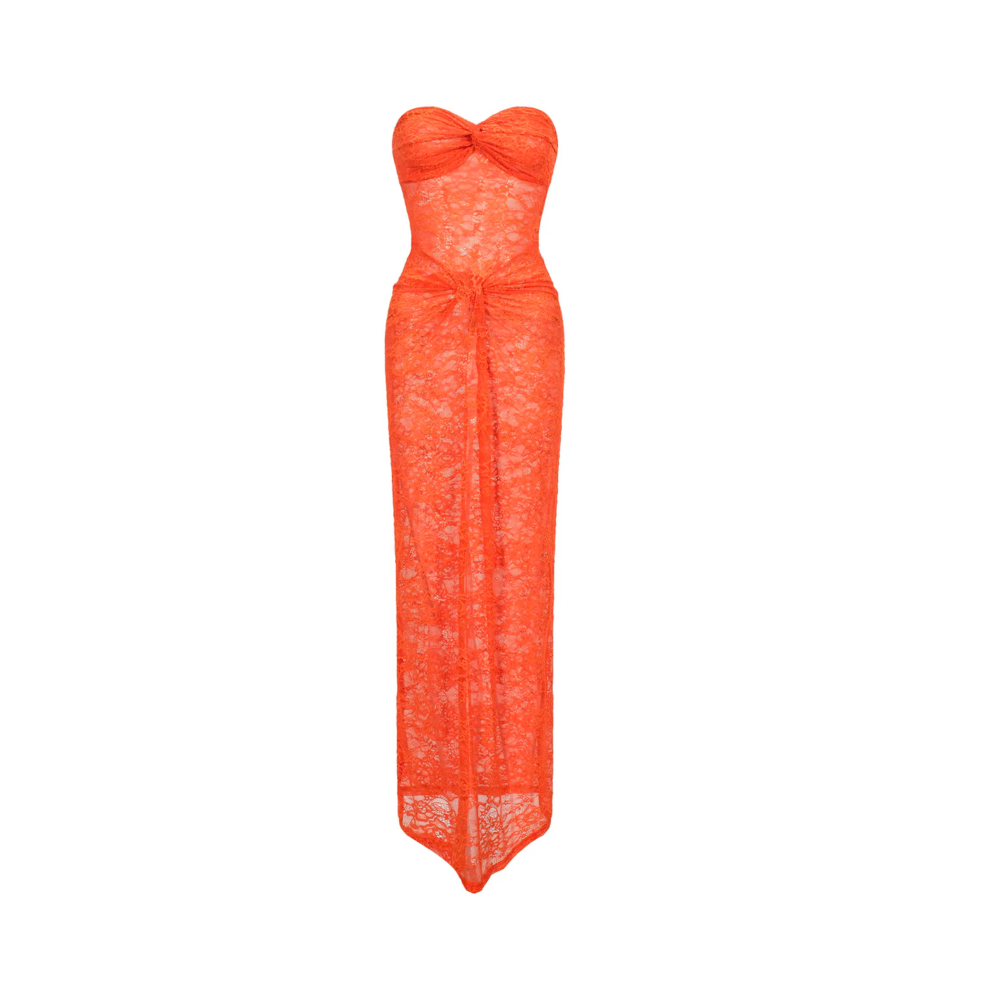 Her Figure Orange Lace Off-Shoulder Maxi Dress