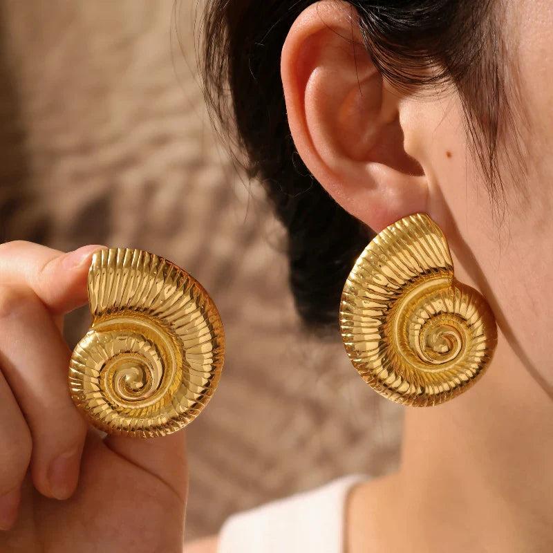 Sea Goddess Spiral Stud Earrings