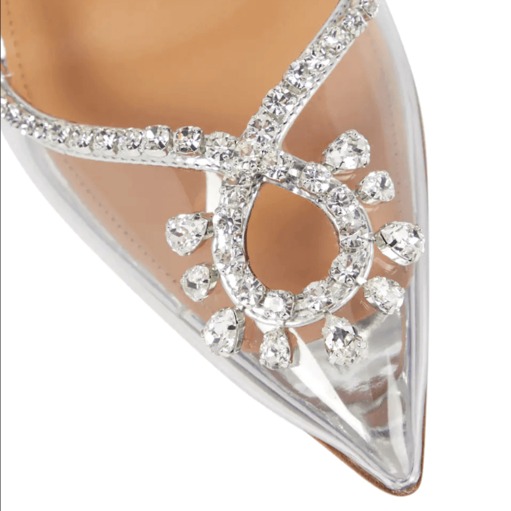 The Vogue Shiny Crystal Pointed Toe Silver Heels