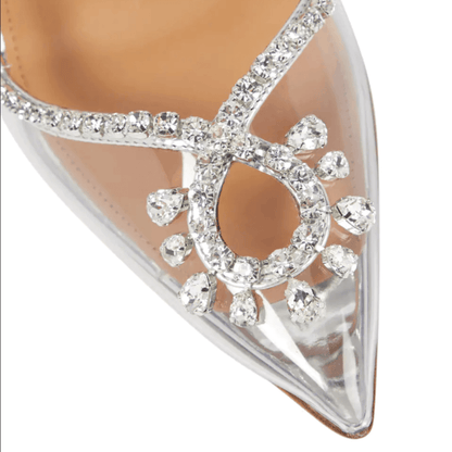 The Vogue Shiny Crystal Pointed Toe Silver Heels