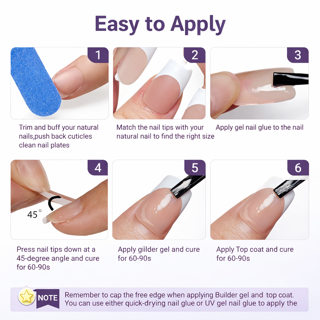 Salon-Style French Tip Press-On Nails - Square #04