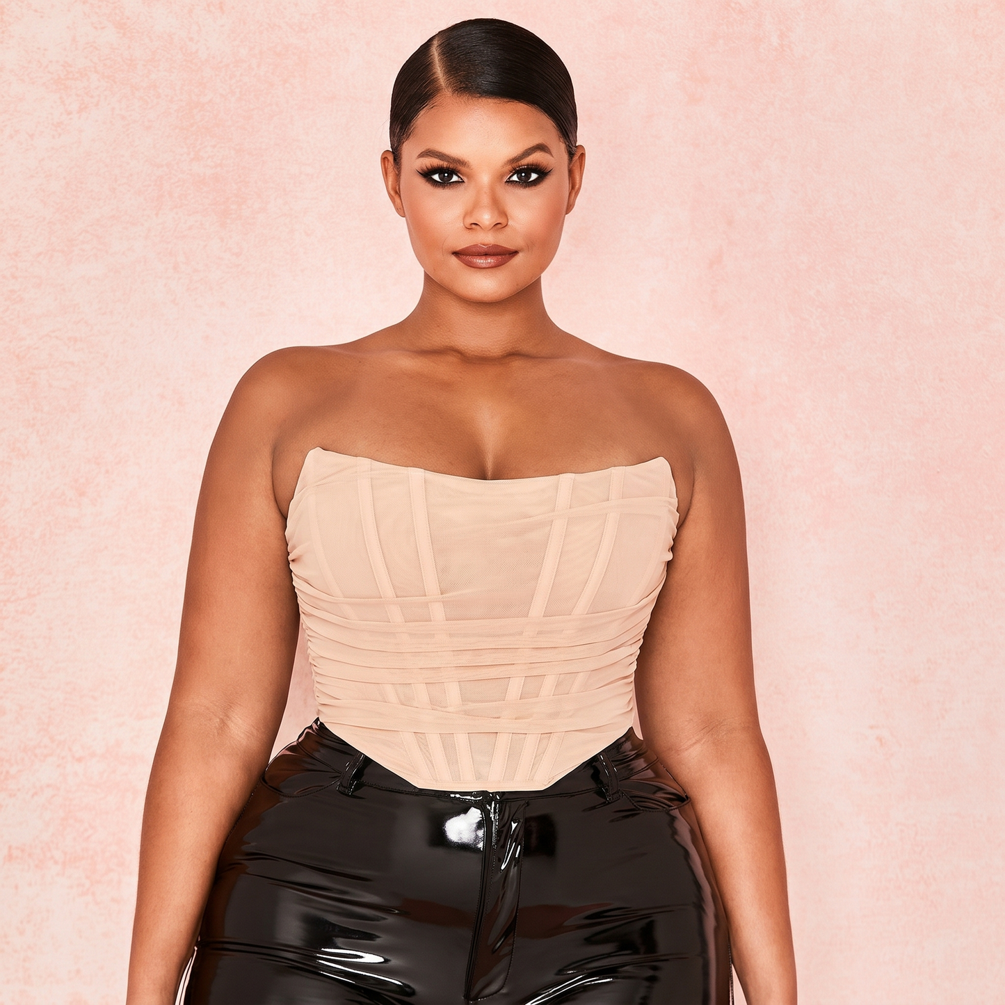 Voxy Mesh Corset Nude Crop Top