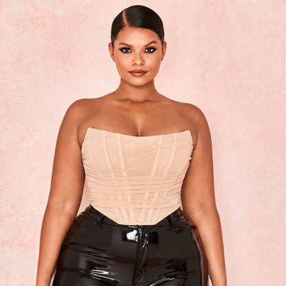 Voxy Mesh Corset Nude Crop Top
