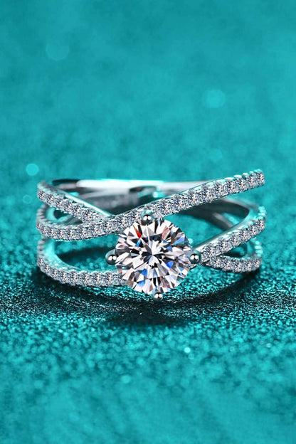 1 Carat Brilliant Round Cut Sparkala™ Crisscross Pure sterling silver Ring