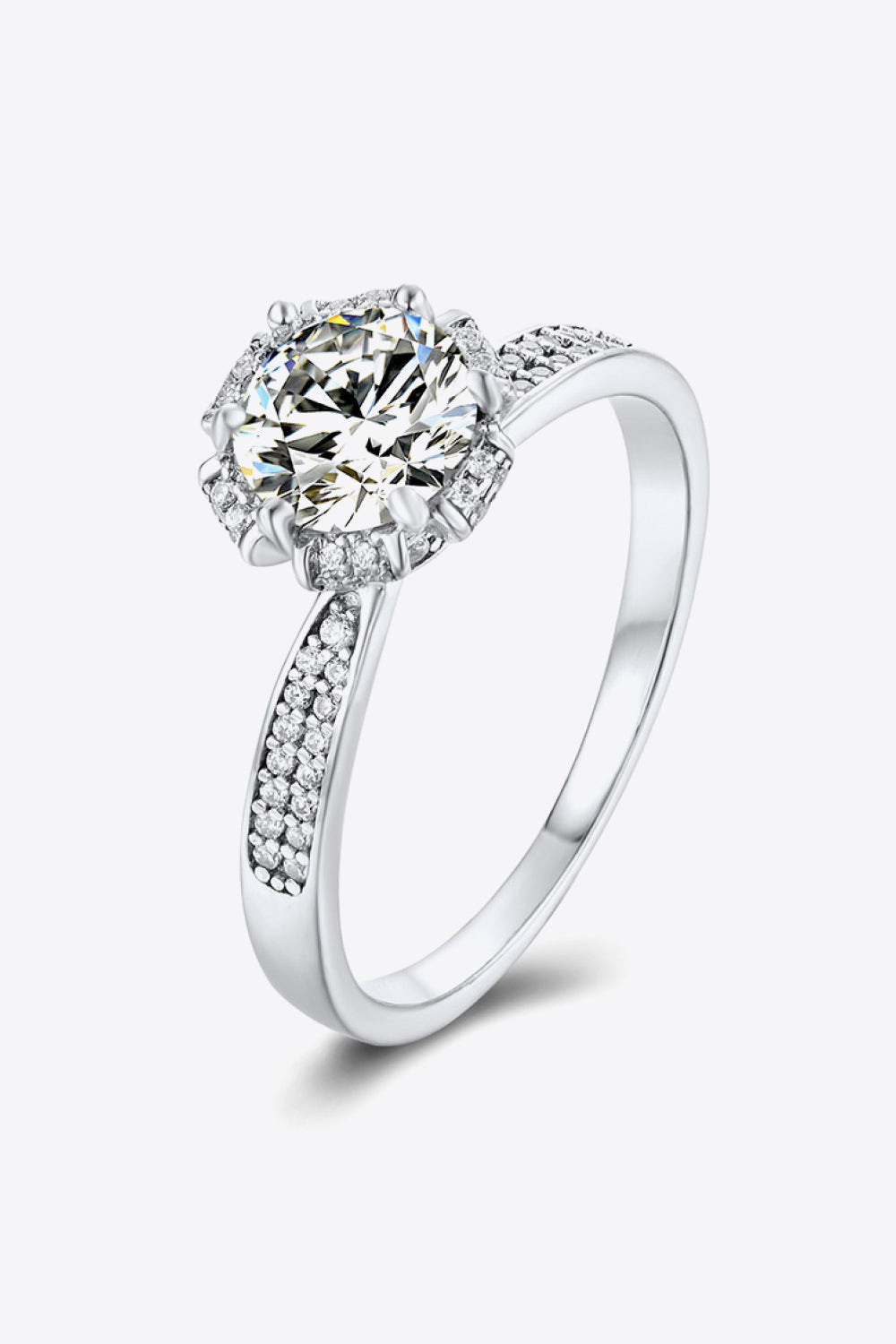 Platinum Over Pure Sterling Silver 1 Carat Brilliant Round Cut Sparkala™ Ring