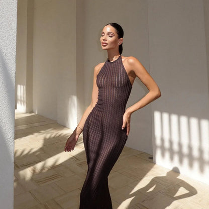 Aarti Knitted Halter Maxi Dress