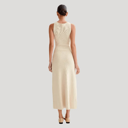 Albion Sleeveless Buttoned White Maxi Dress
