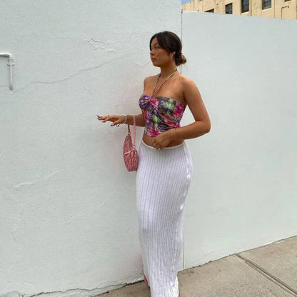 Amara Long Knit Cotton Skirt