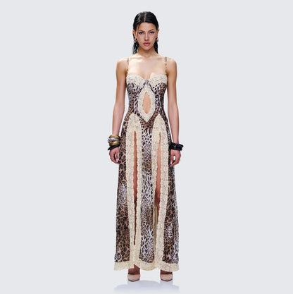 Angelis Leopard Print Maxi Dress