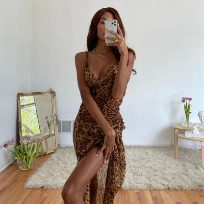 Animal Instinct High Split Maxi Dress