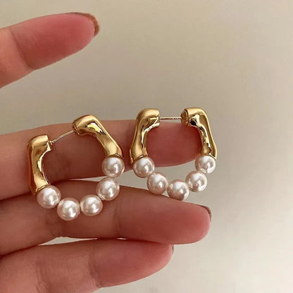 Aurora Pearl Hoop Earrings
