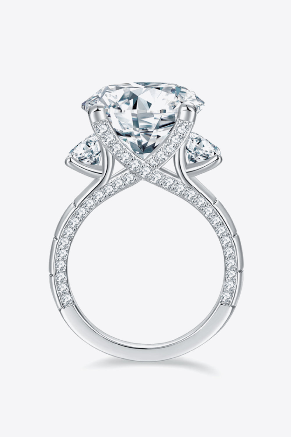 8.6 Carat Brilliant Round Cut Sparkala™ 3 stone Ring (Platinum Over Pure Sterling Silver)