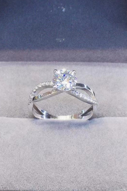 2 Carat Brilliant Round Cut Sparkala™ Crisscross Platinum Over Pure Sterling Silver Ring