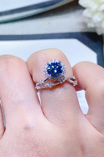 1 Carat Blue Brilliant Round Cut Sparkala™ Platinum Over Pure Sterling Silver Ring (Blue Or Purple)