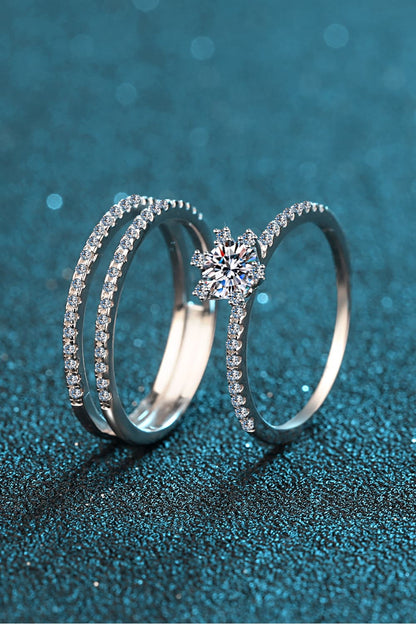 Sparkala™ 925 Rhodium Over Pure Sterling Silver Ring Set
