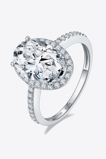 4.5 Carat Oval-Cut Sparkala™ Halo Ring (Platinum Over Pure Sterling Silver)