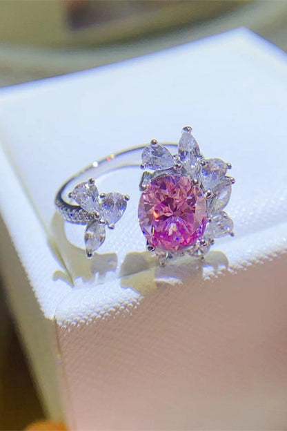 3 Carat Pink Oval-Cut Sparkala™ Platinum Over Pure Sterling Silver Open Ring