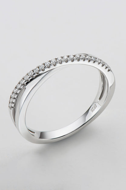 Platinum Over Pure Sterling Silver Crisscross Sparkala™ Ring