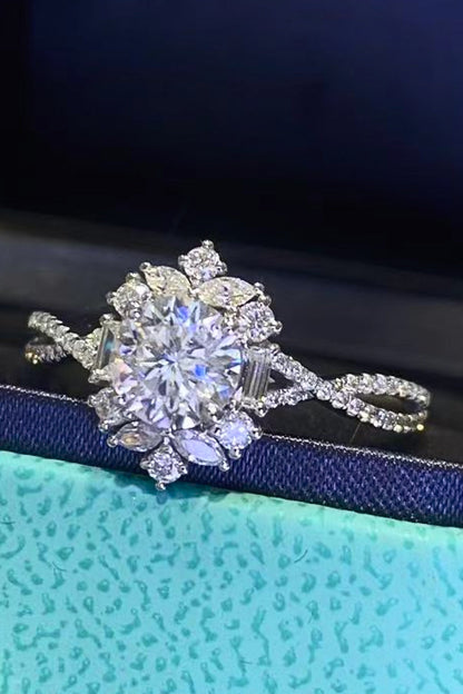 Floral 2 Carat Sparkala™ Crisscross Ring (Platinum Over Pure Sterling Silver)