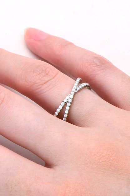 Sparkala™ Platinum Over Pure Sterling Silver Crisscross Ring