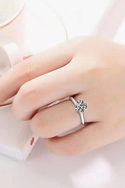 Adored Platinum Over Pure Sterling Silver 3 Carat Brilliant Round Cut Sparkala™ 6-Prong Solitaire Ring