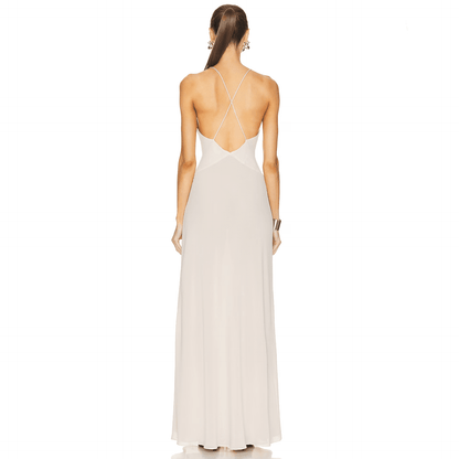 Blossom Bliss White Backless Maxi Dress