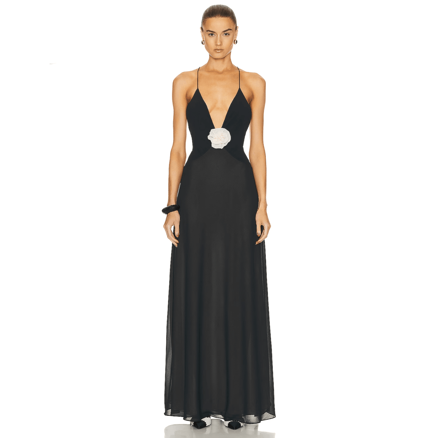Blossom Bliss Black Backless Maxi Dress