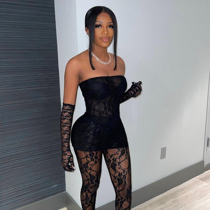 Breaking the Rules Black Lace Three-Piece Set