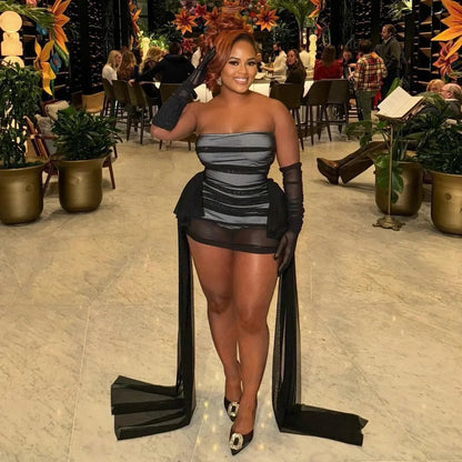 Bring That Energy Black Ruched Mini Dress
