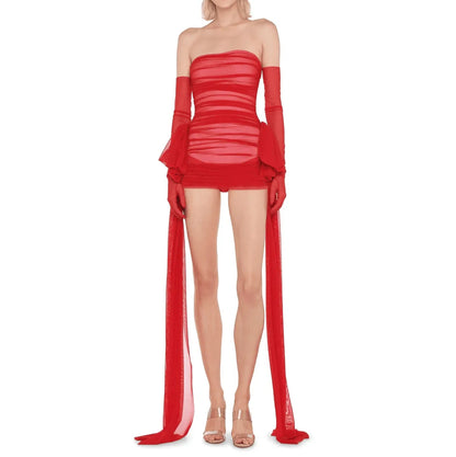 Bring That Energy Red Ruched Mini Dress