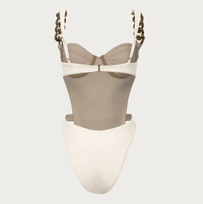 Bring The Storm Ivory Chain-Detail One-Piece Swimsuit
