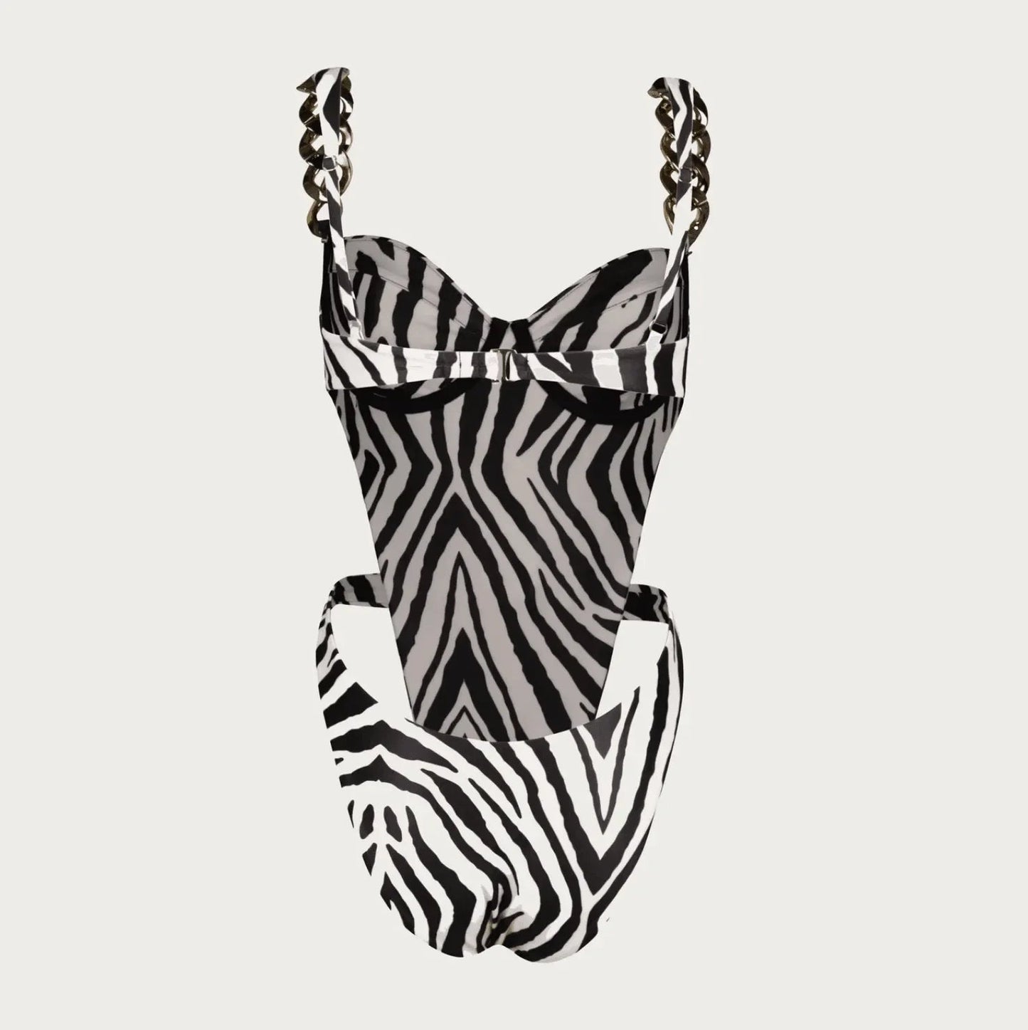 Bring The Storm Zebra Print Chain One-Piece Swimsuit