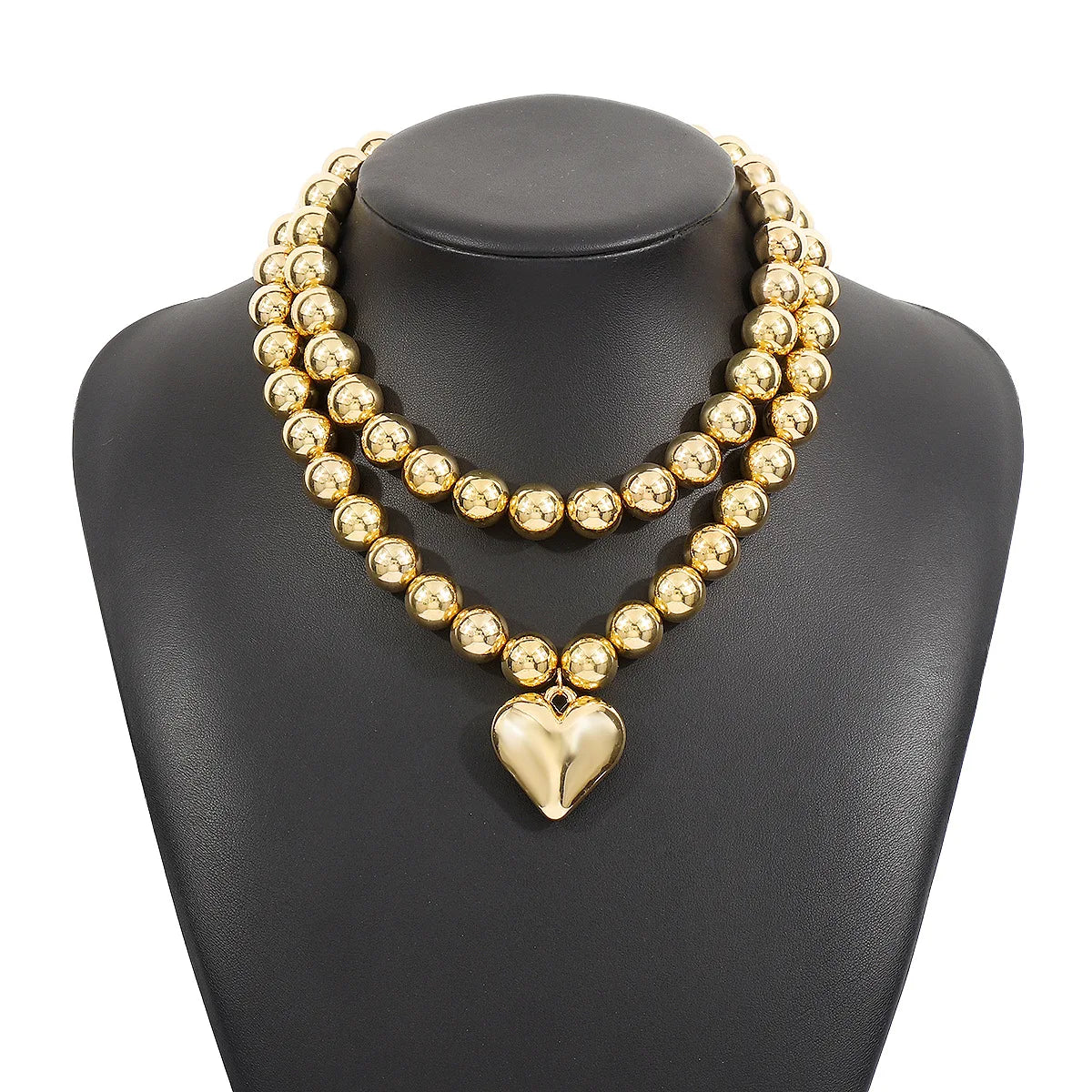 Bubble Heart Metallic Necklace