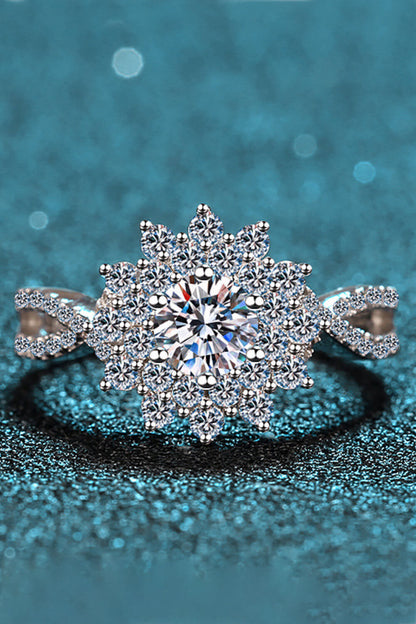 Sparkala™ Flower-Shape Split Shank Ring (Platinum Over Pure Sterling Silver)
