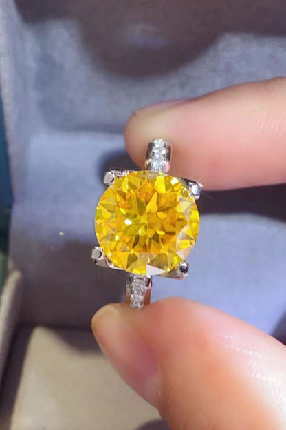 5 Carat Yellow Yellow Brilliant Round Cut Sparkala™ Platinum Over Pure Sterling Silver Ring