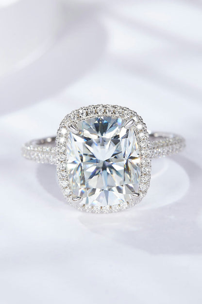 6 Carat Cushion-Cut Sparkala™ Halo Ring (Platinum Over Pure Sterling Silver)