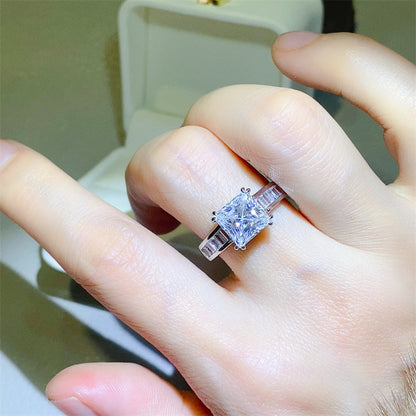 3 Carat Princess-Cut Sparkala™ Pure Sterling Silver Square Shape Ring
