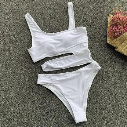 Candy Crush White Asymmetrical Swimsuit