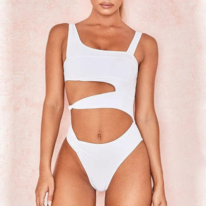 Candy Crush White Asymmetrical Swimsuit