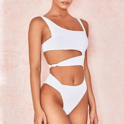 Candy Crush White Asymmetrical Swimsuit